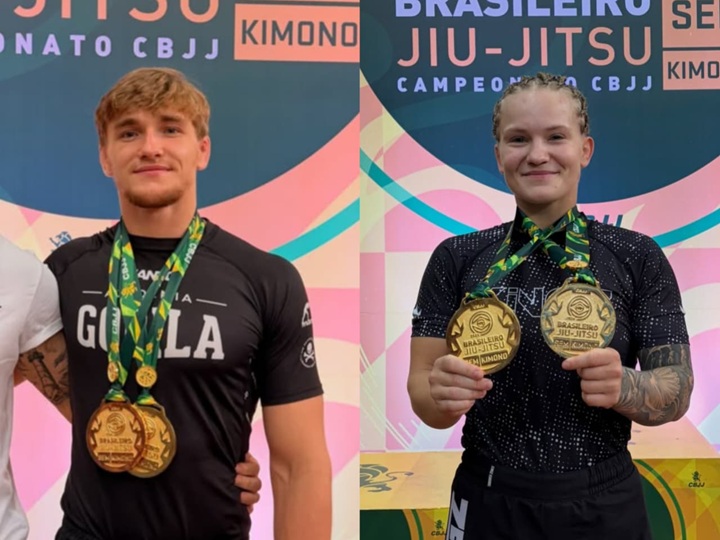 Pawel Jaworski e Elisabeth Clay brilharam na disputa do Brasileiro Sem Kimono 2026 da CBJJ e garantiram o ouro duplo no masculino e feminino, respectivamente (Foto: Reprodução/Instagram)