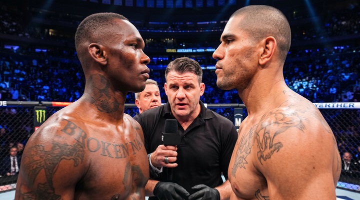 Adesanya acredita que Poatan deveria ter voltado aos meio-pesados após derrota para Ciryl Gane e não vê sentido na decisão de continuar entre os pesados (Foto: Reprodução/UFC)